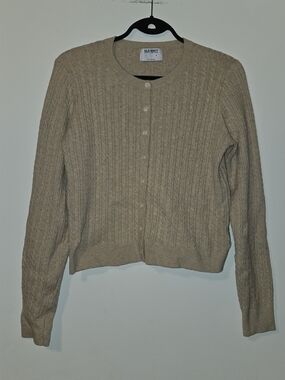 Old Navy Beige Cable-Knit Crewneck Cardigan